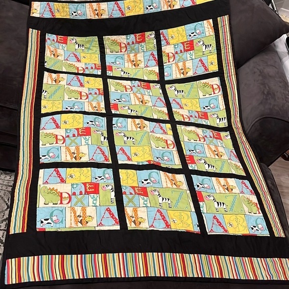 Baby Nursery Crib Quilt Alphabet & Animals Handmade Wall Hanging 47” x 34” - Picture 3 of 7